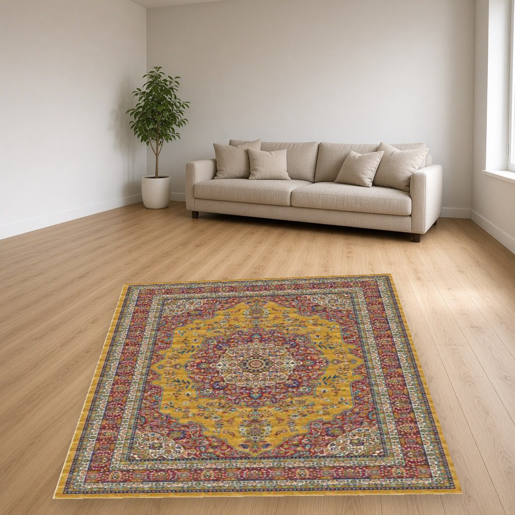 Gold Medallion Heritage Rug in a living room