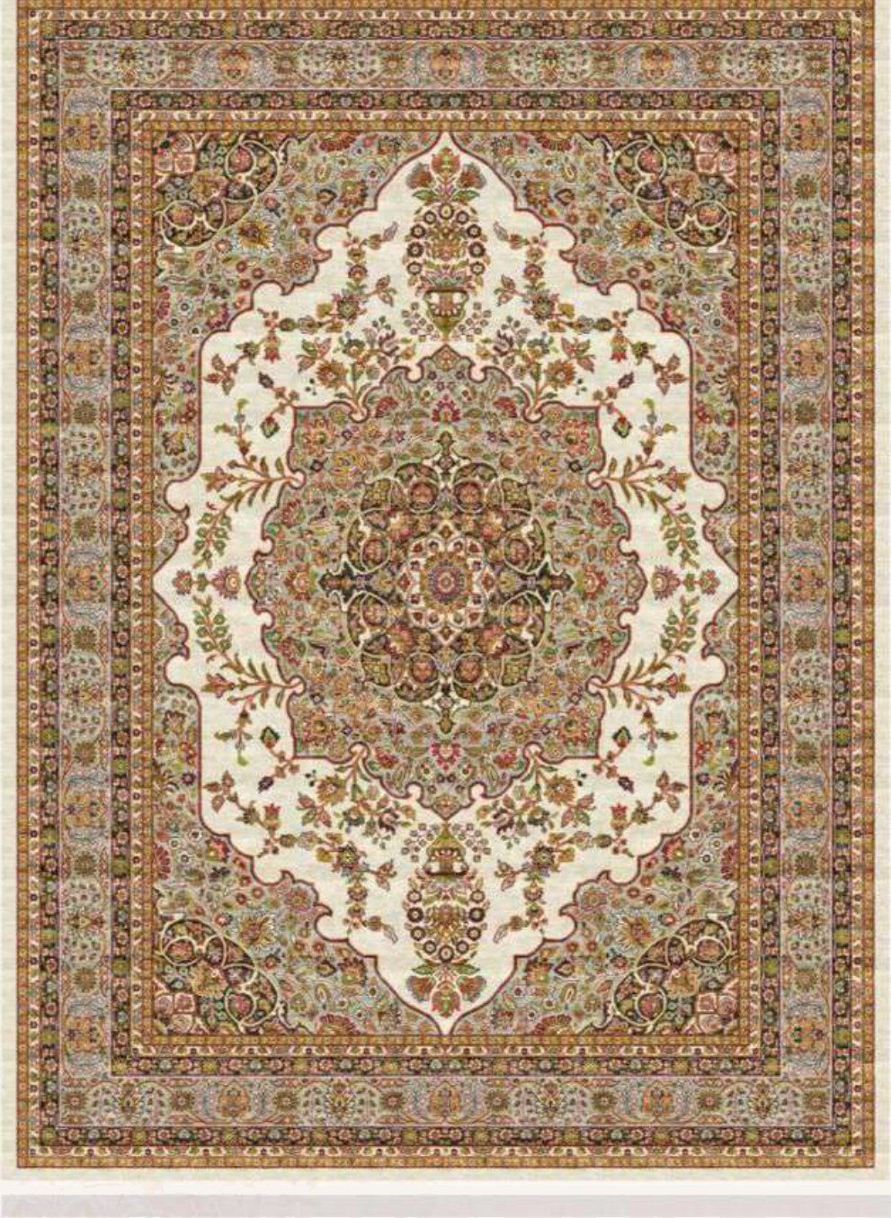 Silver Herati Heritage Rug, flat view