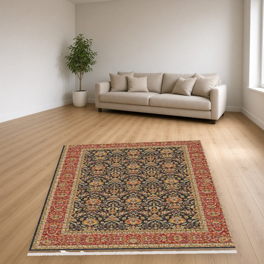 Navy Herati Heritage Rug in a living room