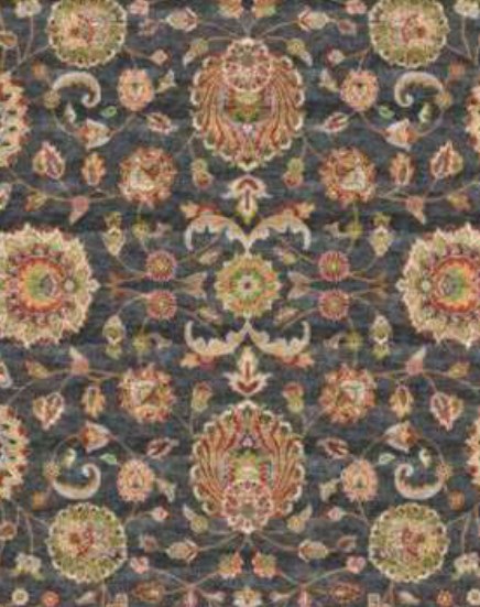 Navy Vine Medallion Heritage Rug pattern detail