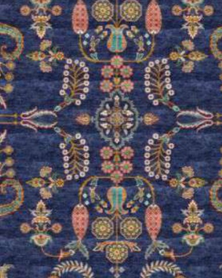 Navy Lattice Medallion Heritage Rug pattern detail