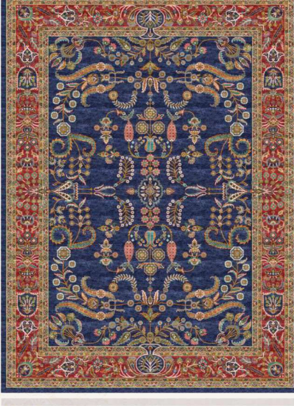 Navy Lattice Medallion Heritage Rug, flat view
