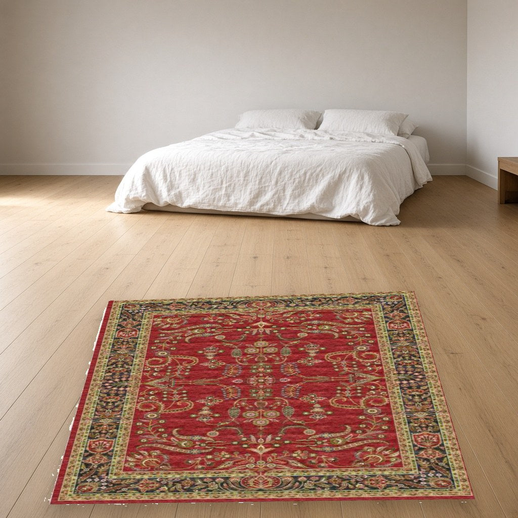 Red Herati Heritage Rug in a bedroom