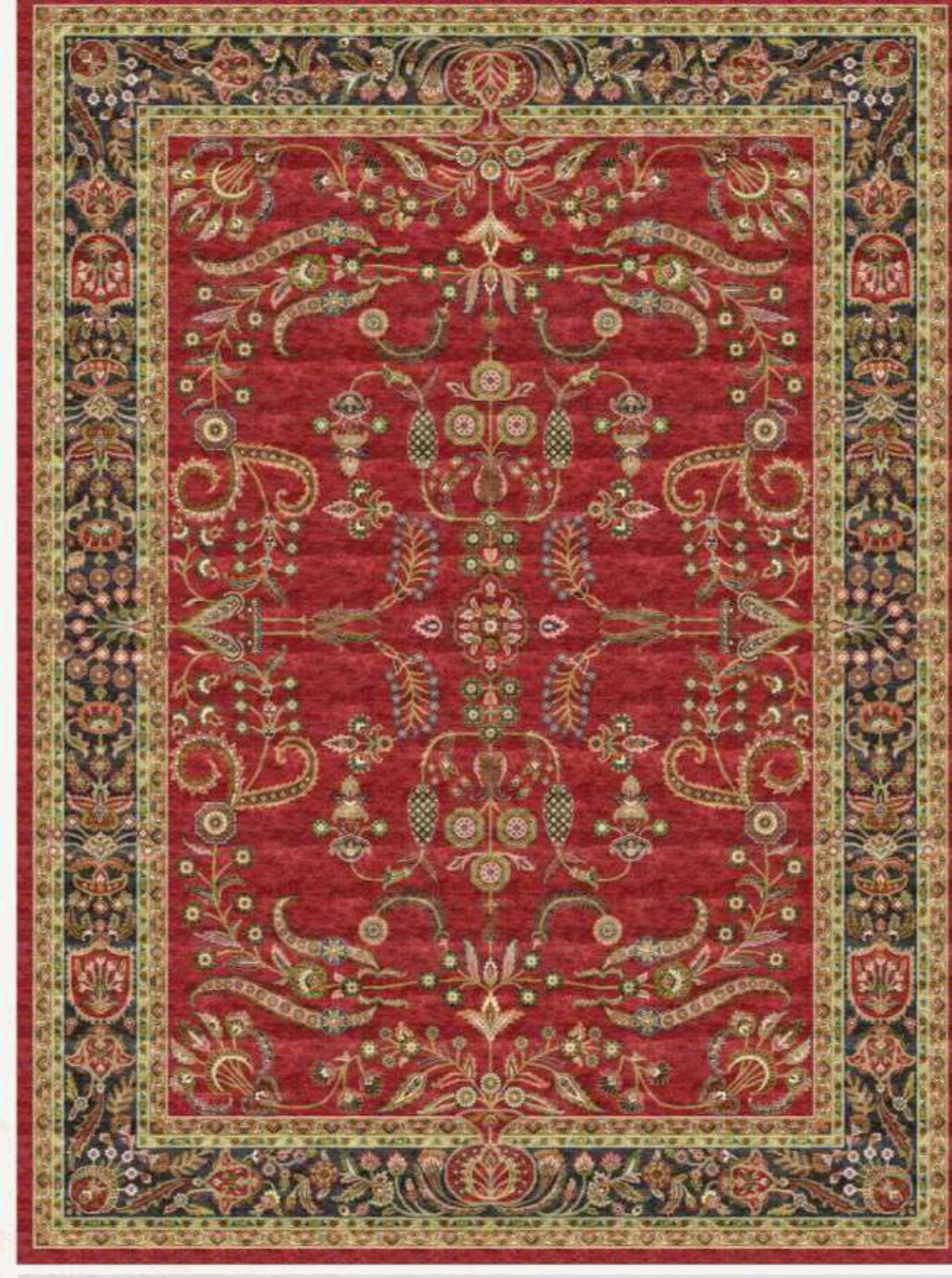 Red Herati Heritage Rug, flat view