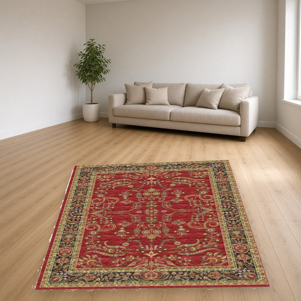 Red Herati Heritage Rug in a living room