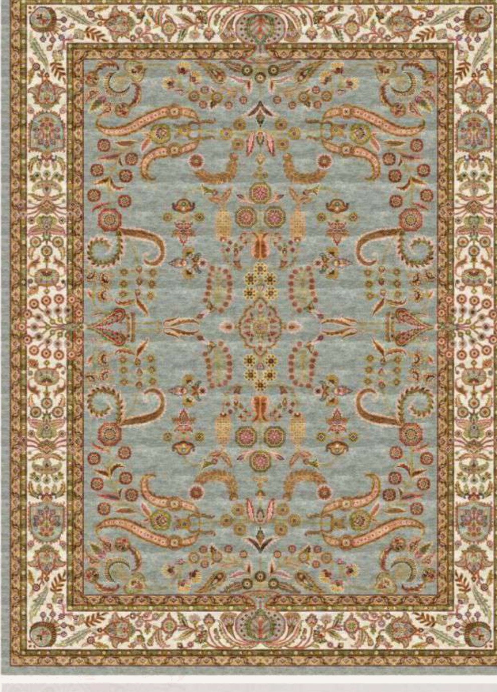 Beige Floral Medallion Heritage Rug, flat view