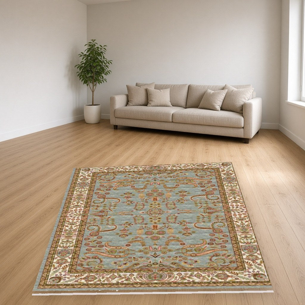 Beige Floral Medallion Heritage Rug in a living room