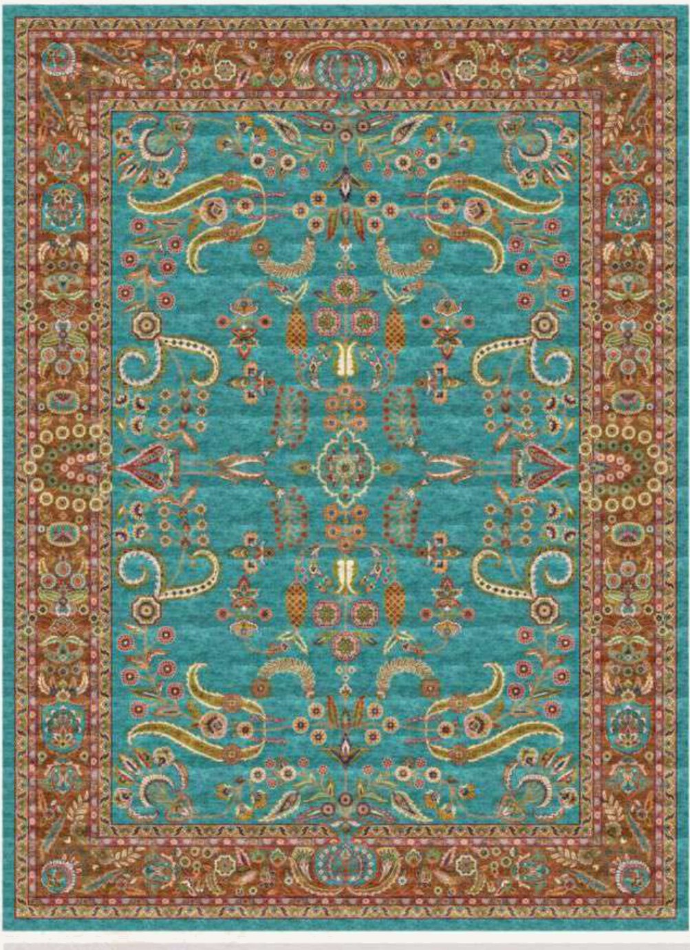 Turquoise Medallion Heritage Rug, flat view