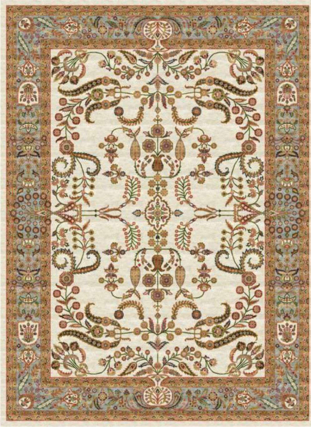 Ivory Garden Heritage Rug, flat view