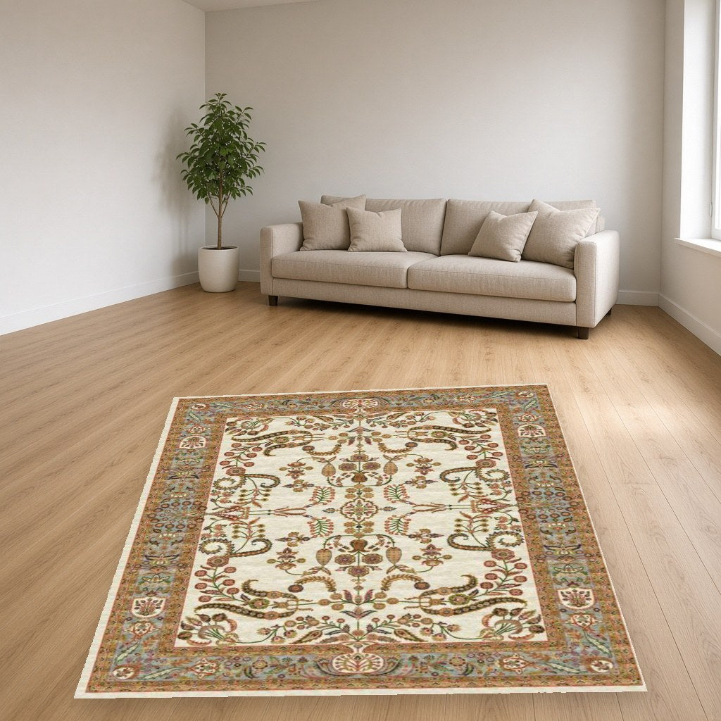 Ivory Garden Heritage Rug in a living room