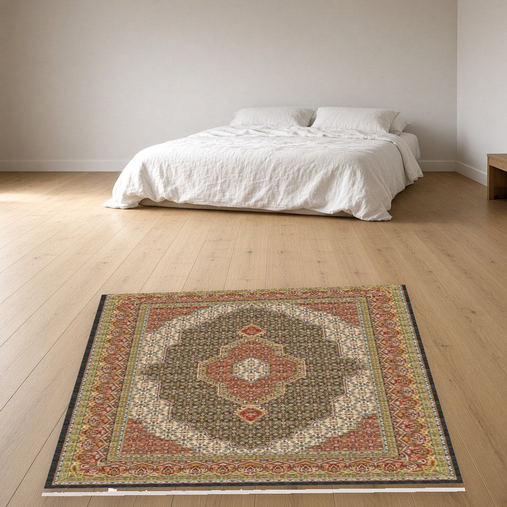 Rust Medallion Heritage Rug in a bedroom