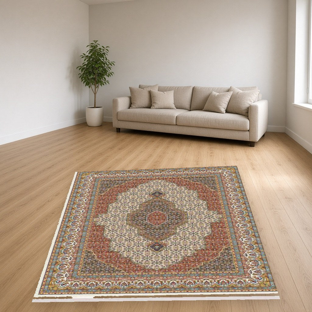 Ivory Diamond Heritage Rug in a living room