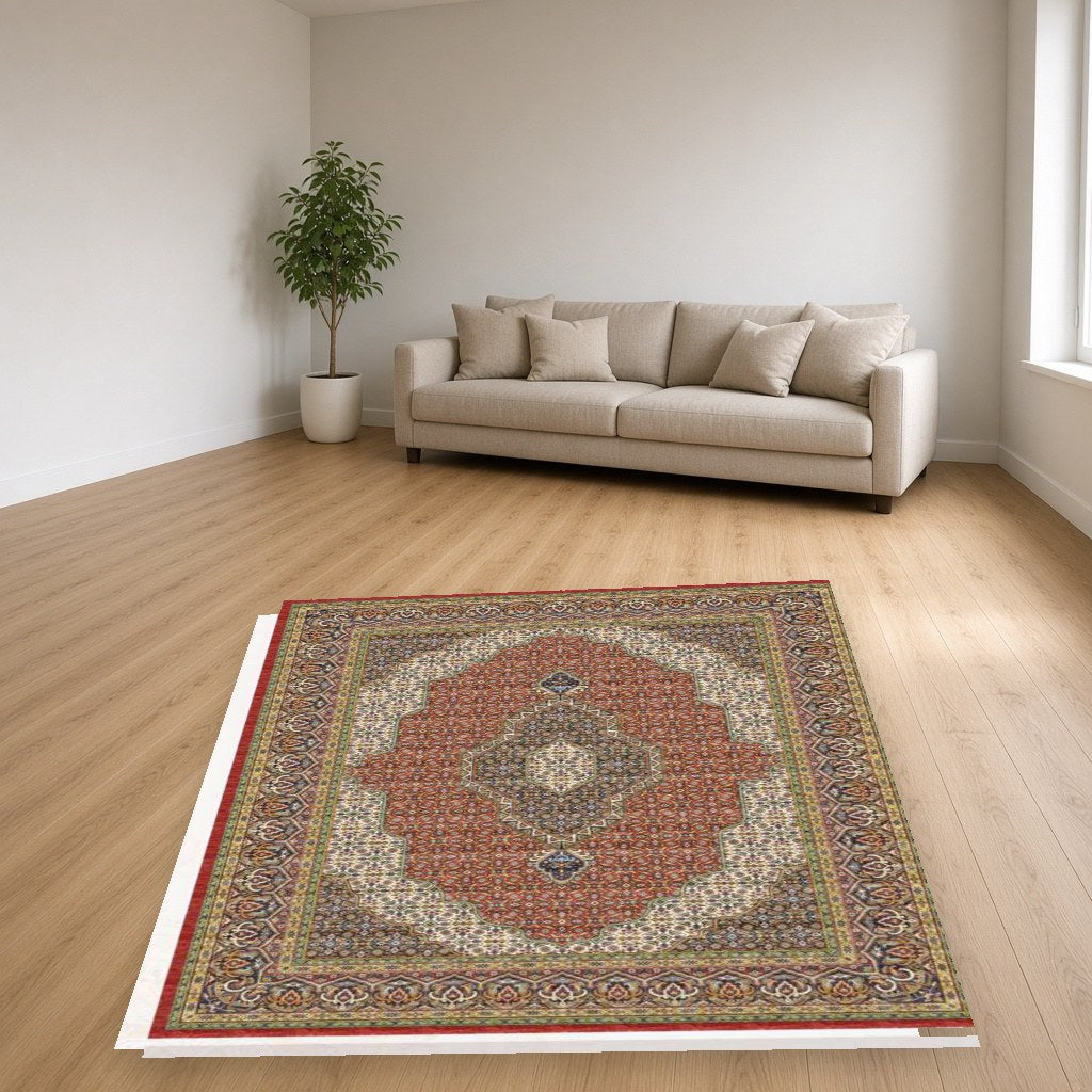 Terracotta Medallion Heritage Rug in a living room
