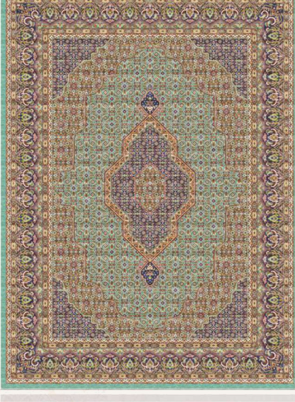 Sage Panel Heritage Rug, flat view