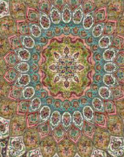 Navy Garden Heritage Rug pattern detail