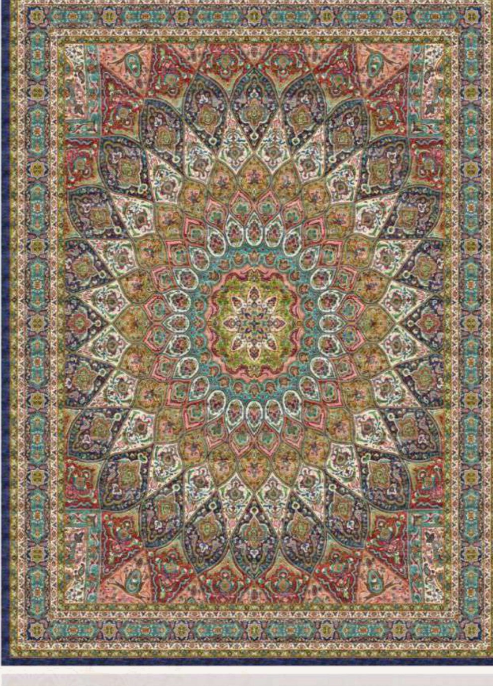 Navy Garden Heritage Rug, flat view