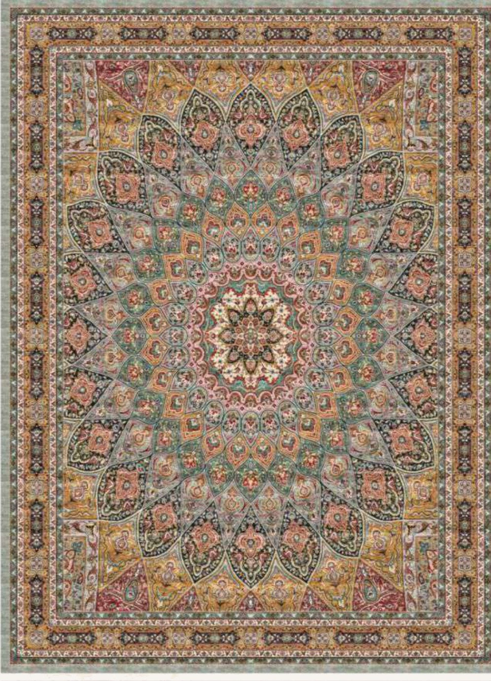 Camel Rosette Heritage Rug, flat view