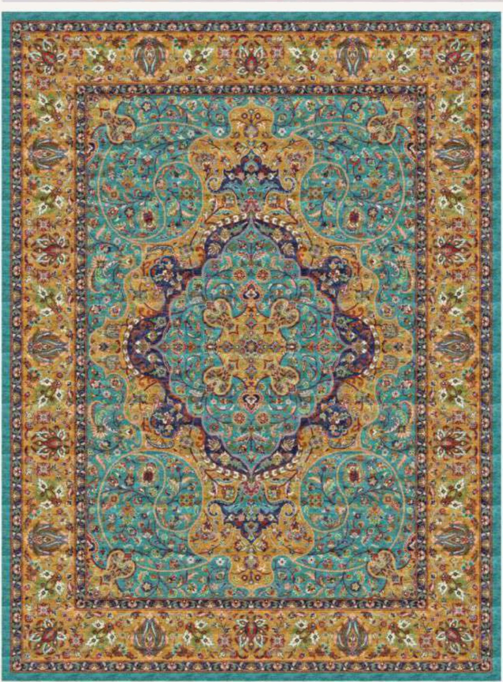 Aqua Medallion Heritage Rug, flat view