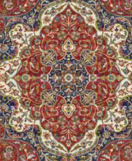 Navy and Red Medallion Heritage Rug pattern detail