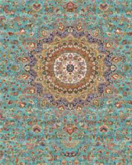 Aqua Vine Heritage Rug pattern detail
