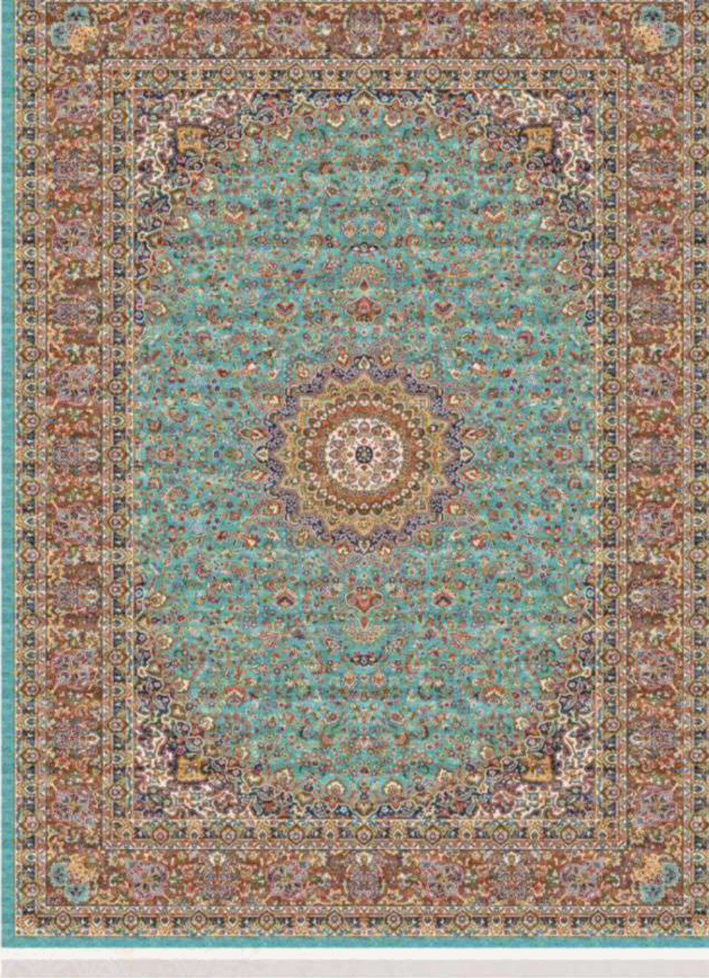 Aqua Vine Heritage Rug, flat view