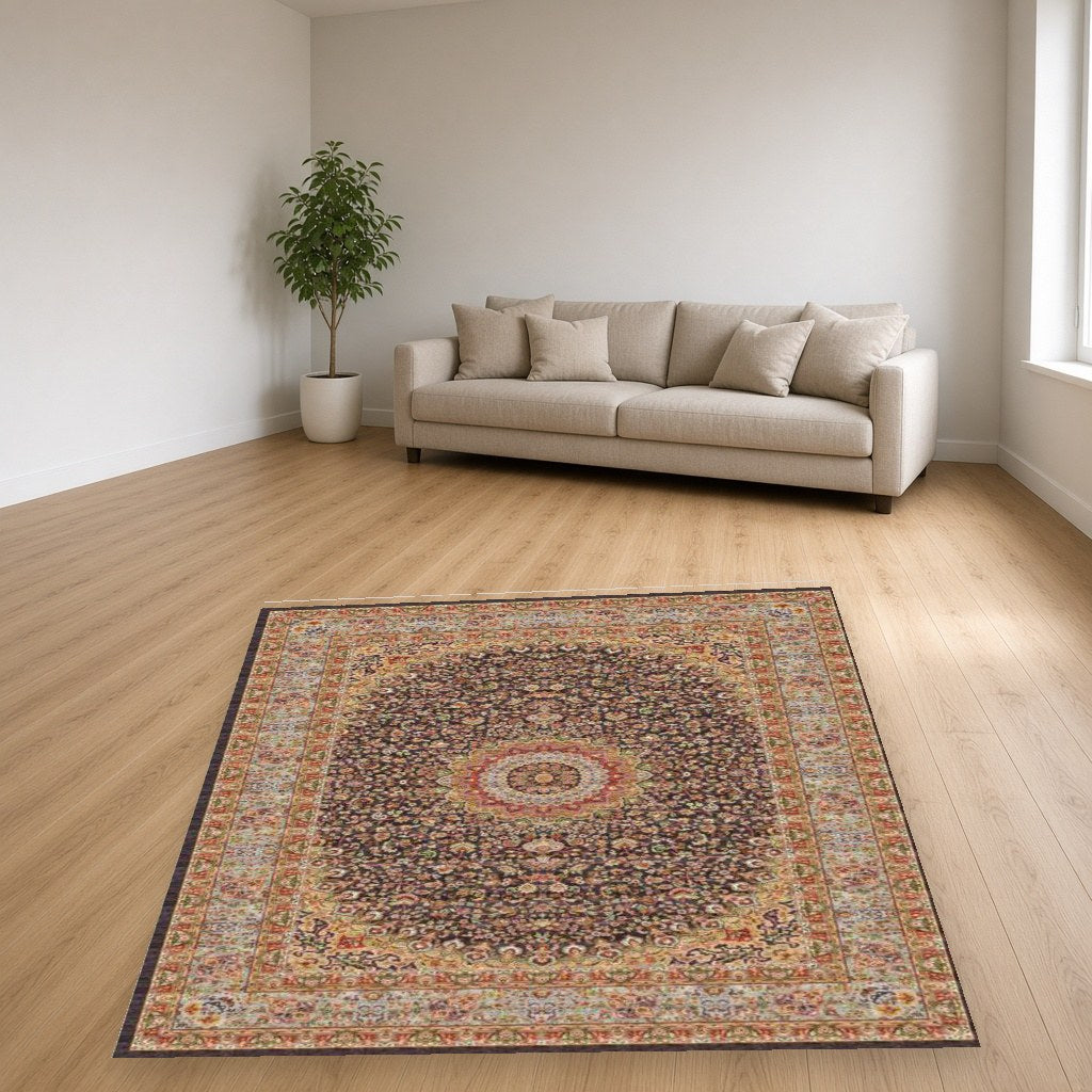 Ivory Garden Panel Heritage Rug in a living room
