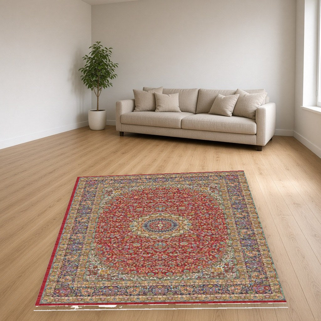 Navy Lattice Heritage Rug in a living room