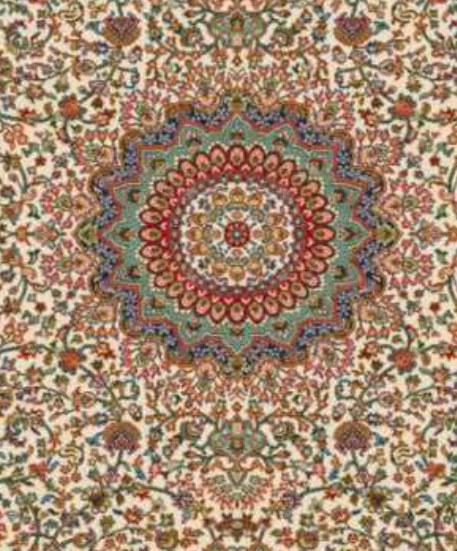 Navy Blossom Heritage Rug pattern detail