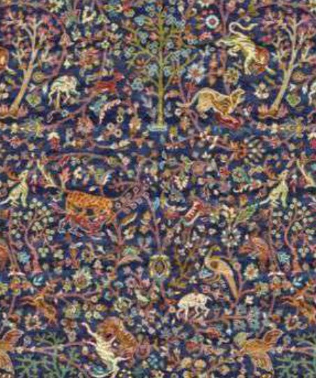 Navy Vine Heritage Rug pattern detail