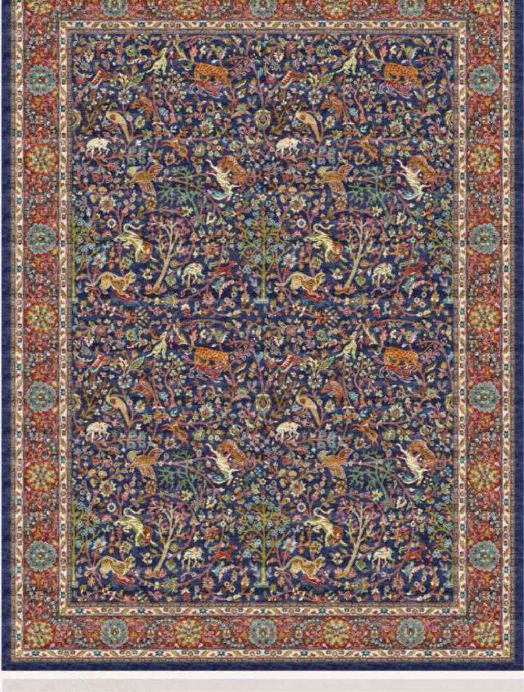 Navy Vine Heritage Rug, flat view