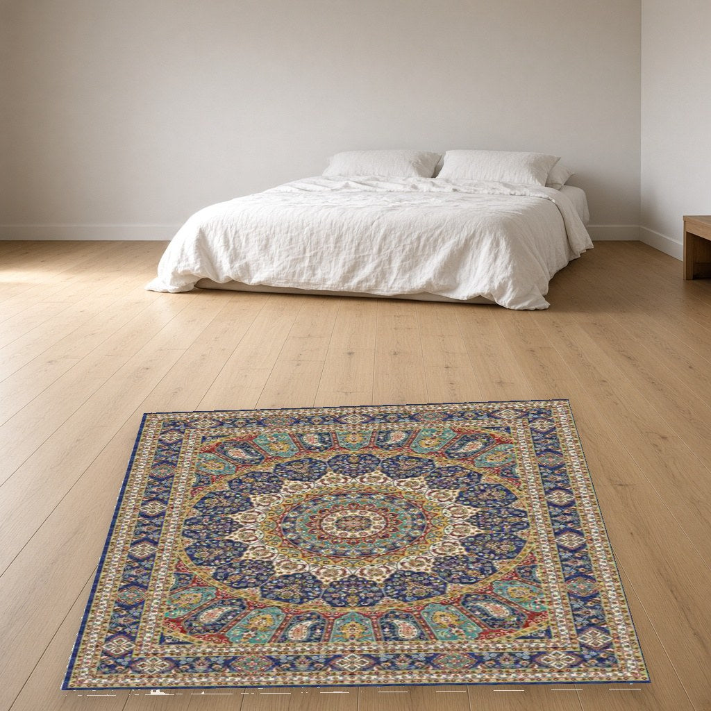 Blue Diamond Heritage Rug in a bedroom