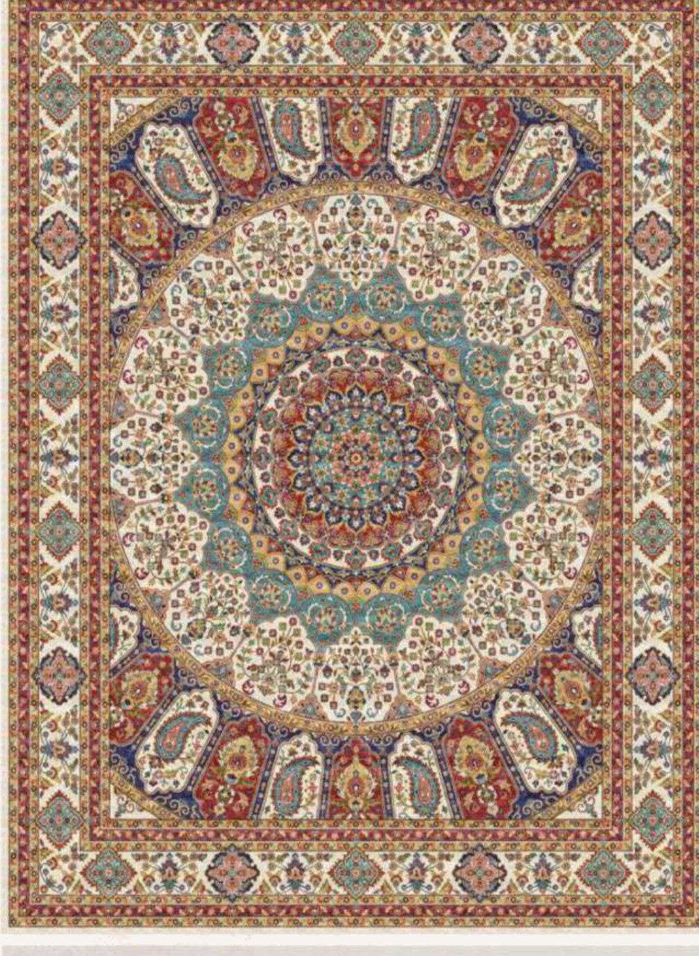 Ivory Rosette Heritage Rug, flat view