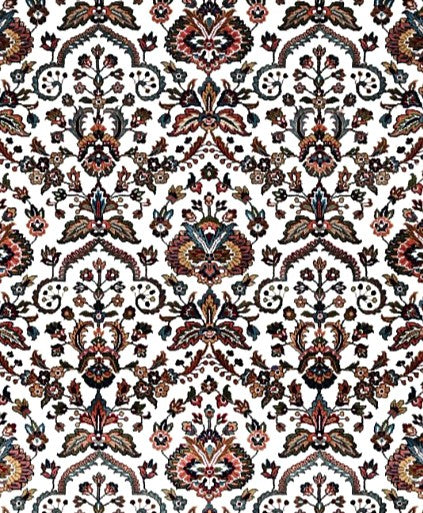 Beige Gold Garden Border Floral Mogul Area Rug pattern detail