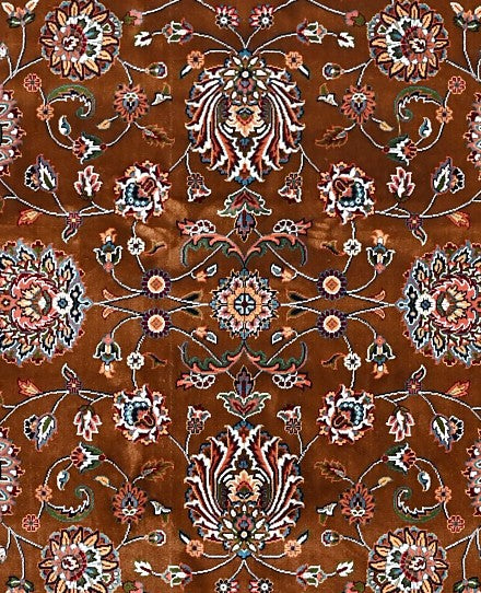Brown Aqua Classic Herati Field Mogul Area Rug pattern detail