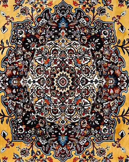 Gold Grand Medallion Mogul Area Rug pattern detail