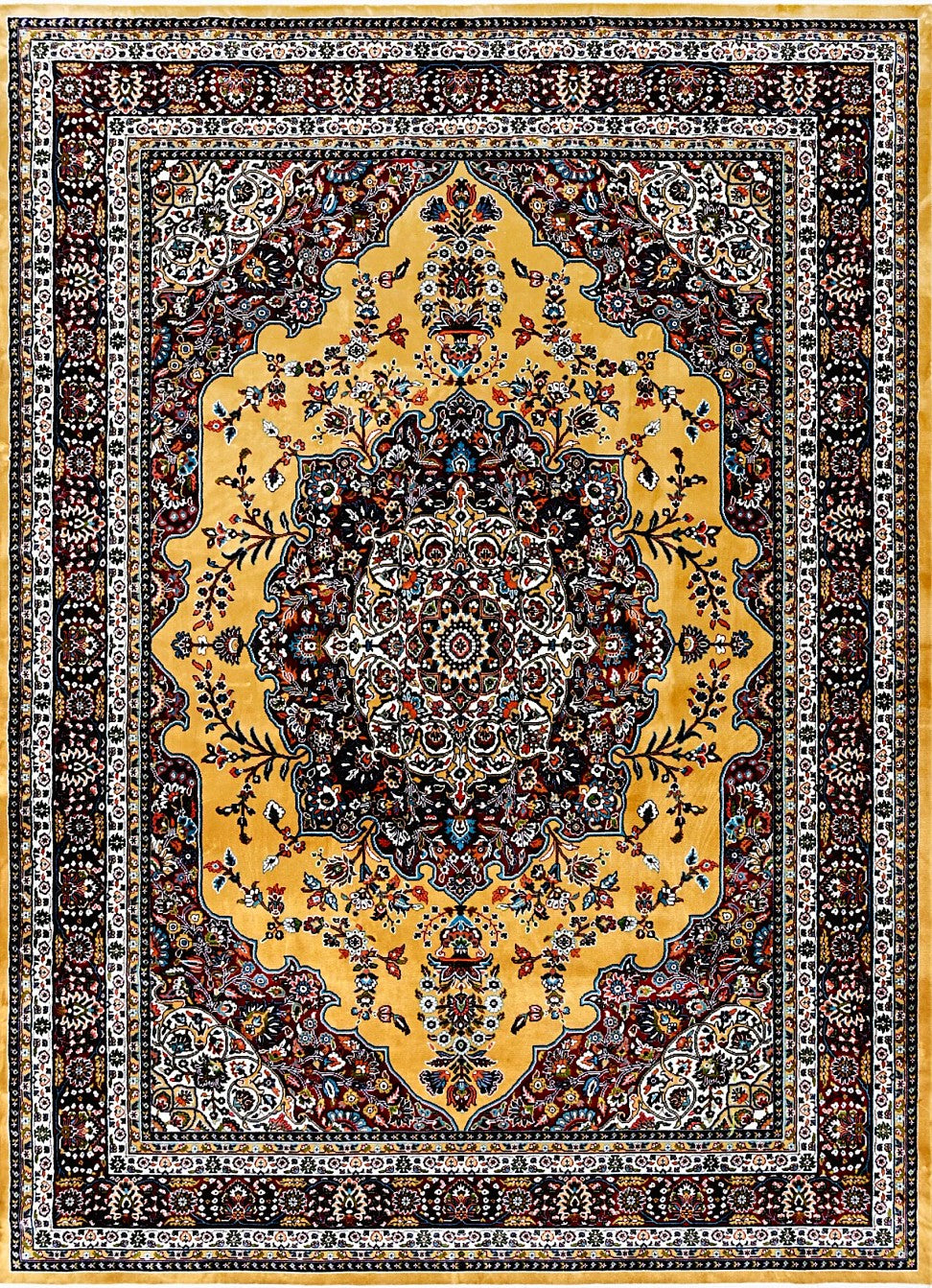Gold Grand Medallion Mogul Area Rug, flat view