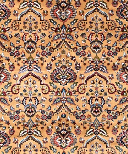 Gold Navy Garden Border Floral Mogul Area Rug pattern detail