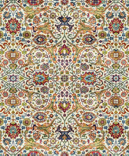 Ivory Heritage Scroll Floral Mogul Area Rug pattern detail