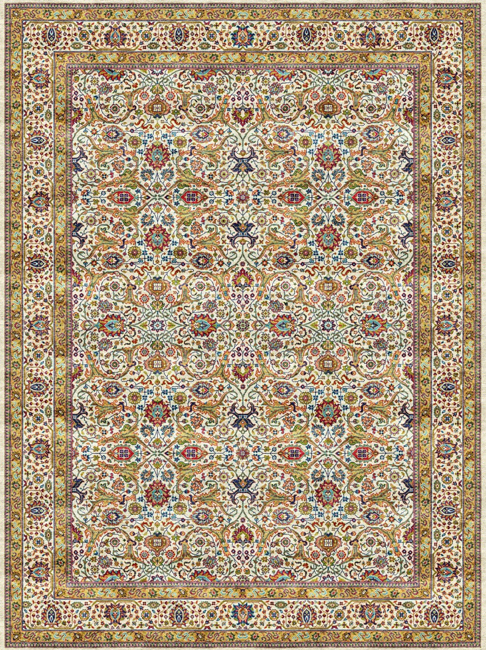 Ivory Heritage Scroll Floral Mogul Area Rug, flat view