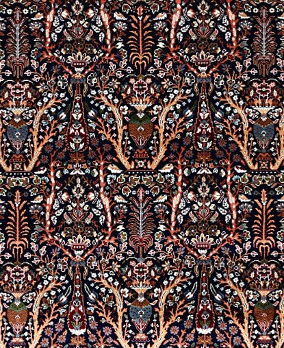 Navy Dense Floral Palace Mogul Area Rug pattern detail