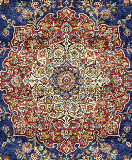 Navy White Grand Medallion Mogul Area Rug pattern detail