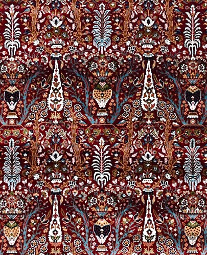 Red Dense Floral Palace Mogul Area Rug pattern detail