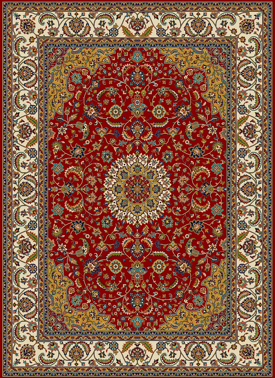 Red Ivory Court Lattice Floral Mogul Area Rug, flat view