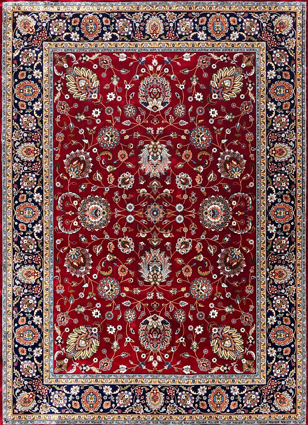 Red Navy Classic Herati Field Mogul Area Rug, flat view