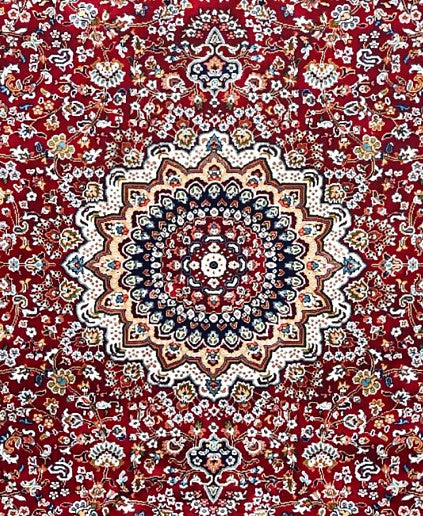 Red Navy Royal Centerpiece Mogul Area Rug pattern detail