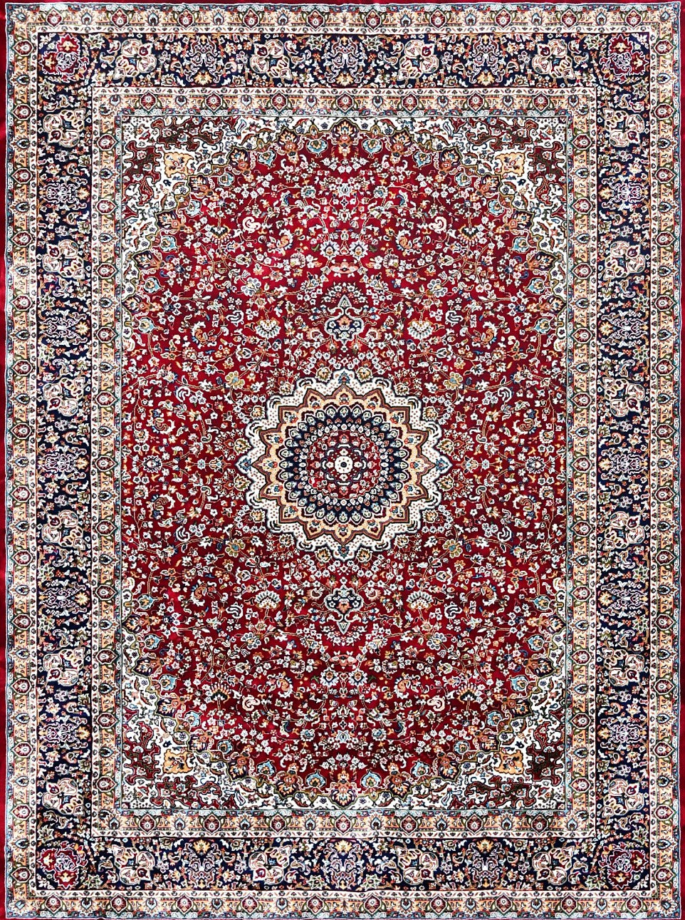 Red Navy Royal Centerpiece Mogul Area Rug, flat view