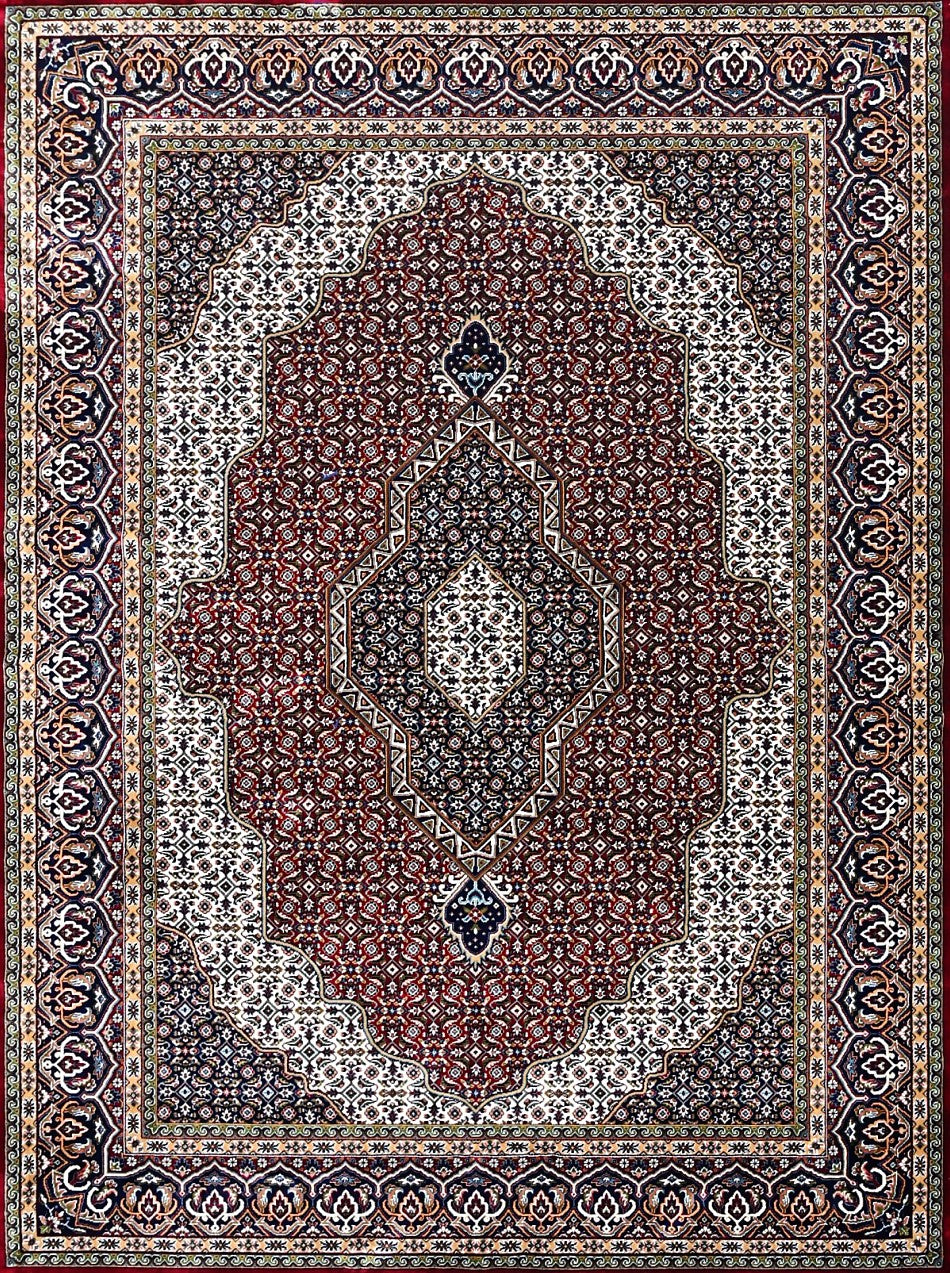 Red Ornate Floral Lattice Mogul Area Rug, flat view