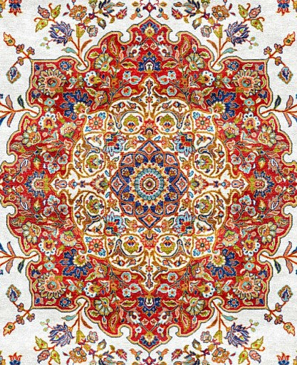 Silver Grand Medallion Mogul Area Rug pattern detail