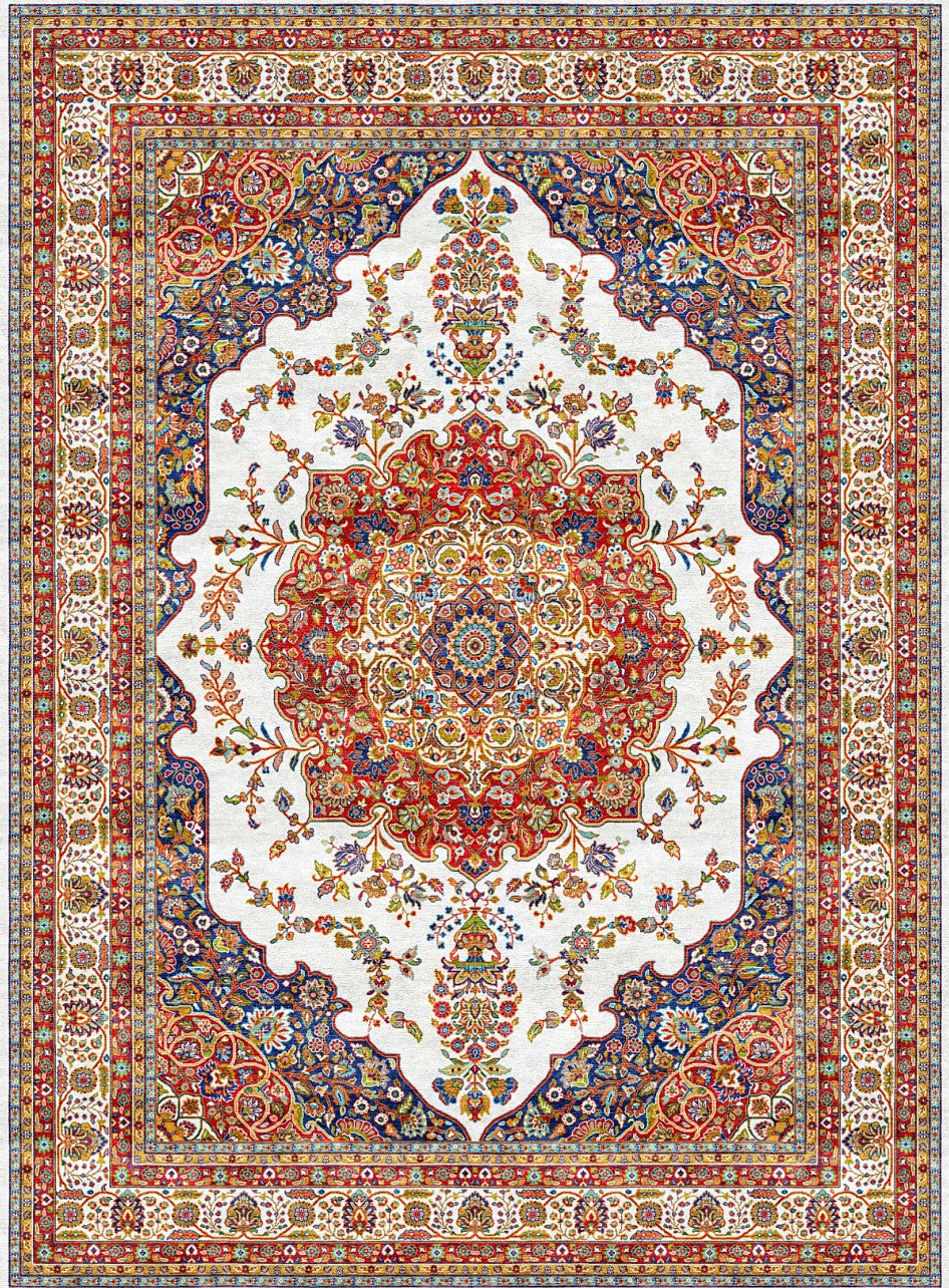 Silver Grand Medallion Mogul Area Rug, flat view