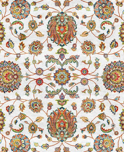White Aqua Classic Herati Field Mogul Area Rug pattern detail